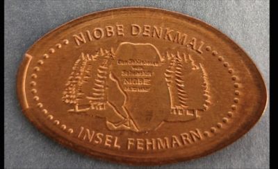 Souvenirmünze – Motiv von Münzautomat Niobe-Denkmal (Fehmarn)