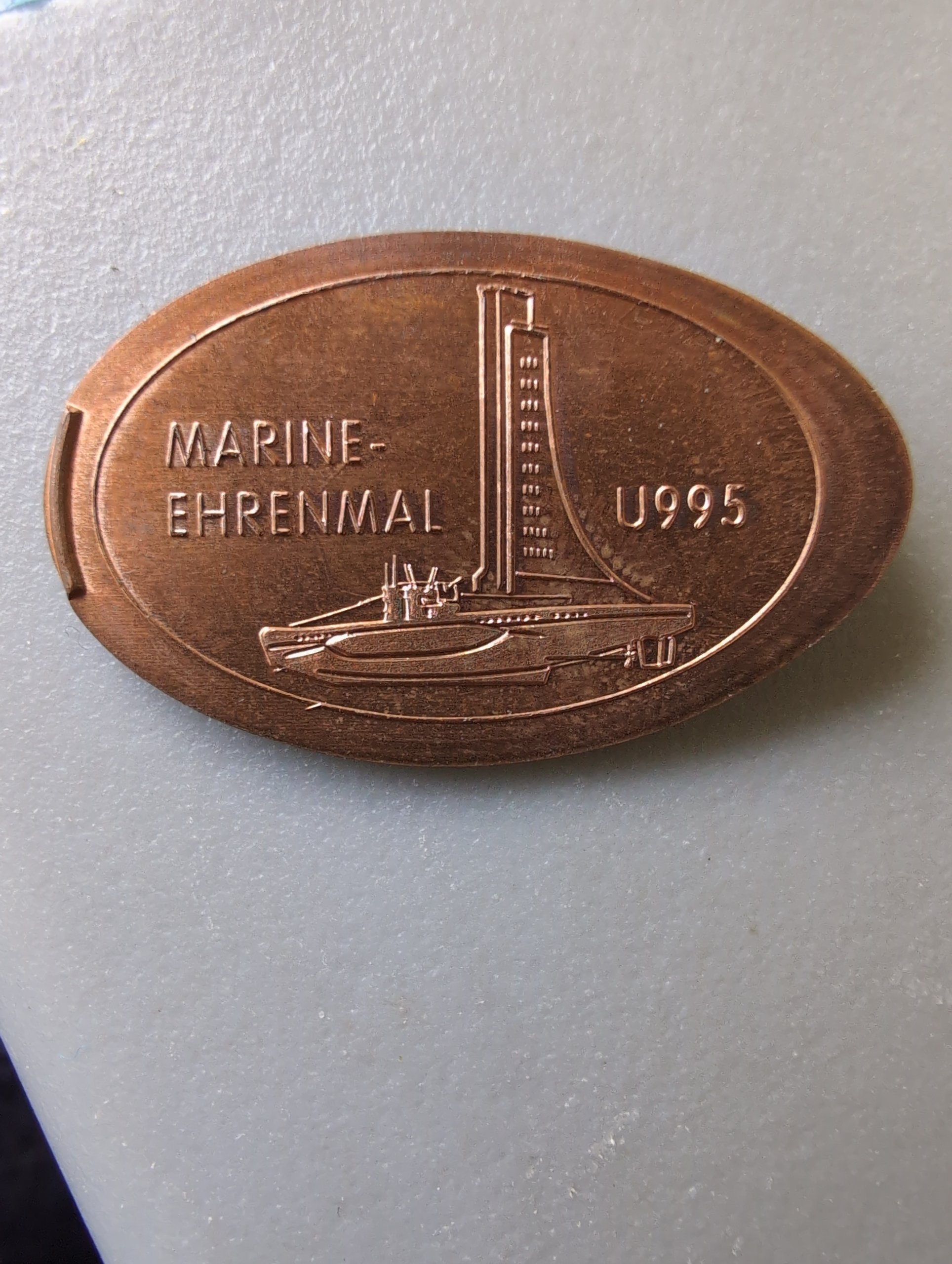 Souvenirmünze U-Boot & Ehrendenkmal A1 in Laboe