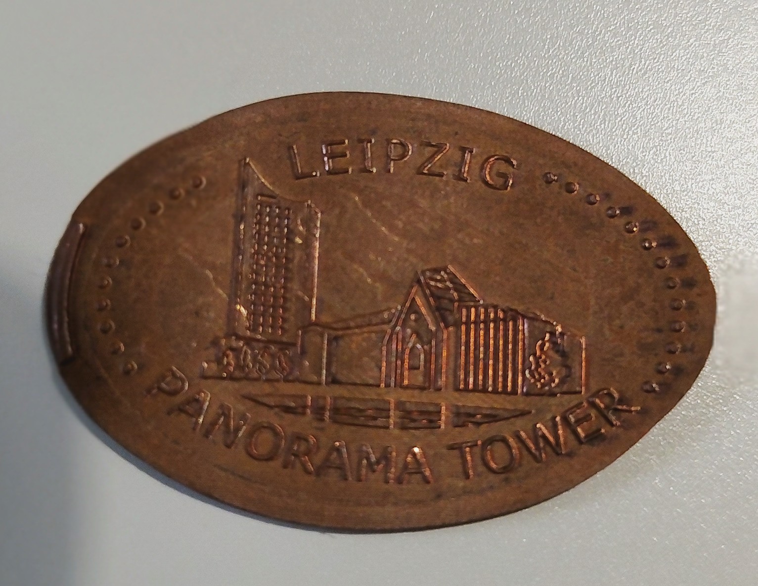 Souvenirmünze Panorama Tower in Leipzig