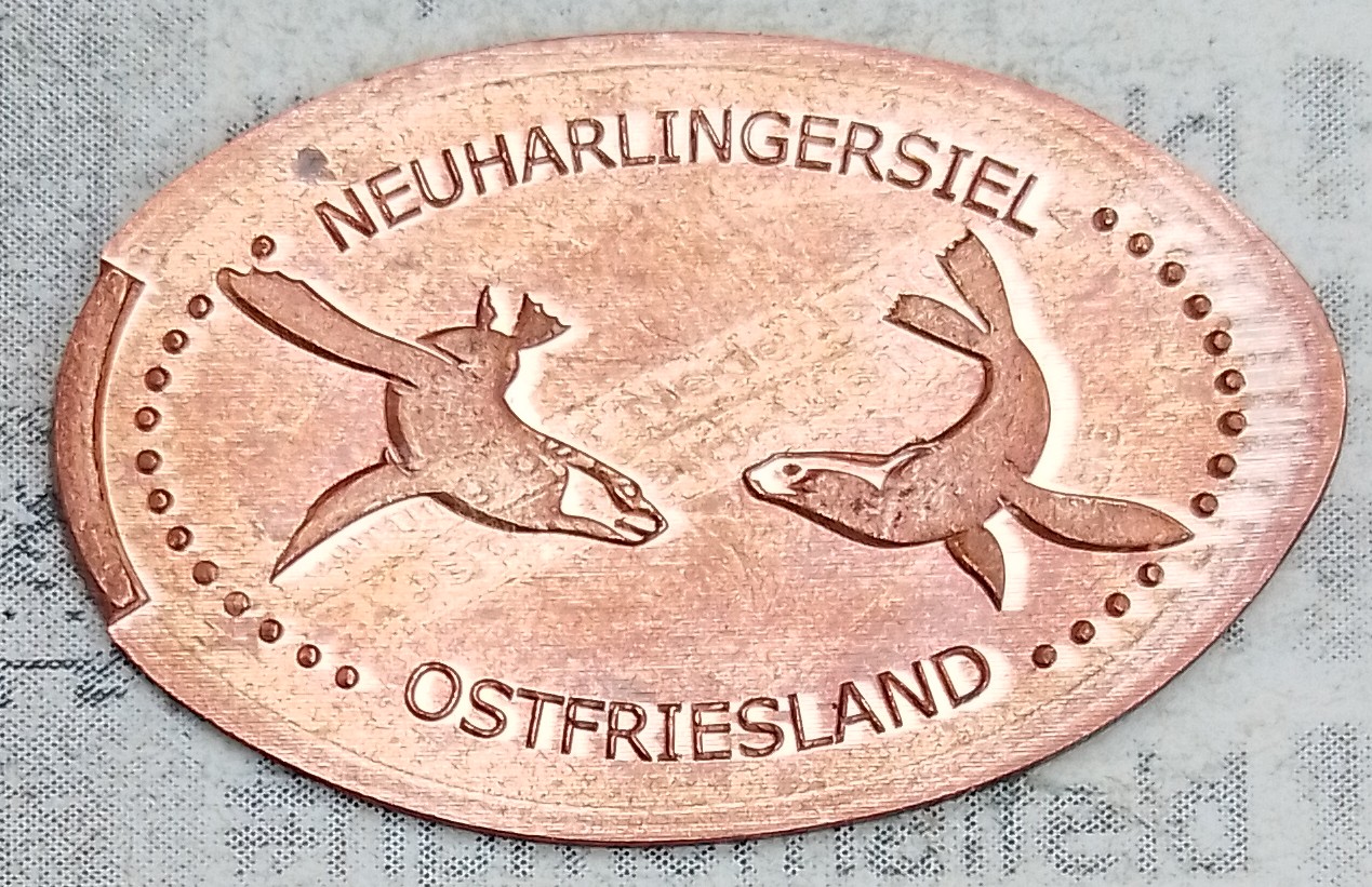 Souvenirmünze Deichzugang beim Rettungsschuppen (Ausstellung) in Neuharlingersiel