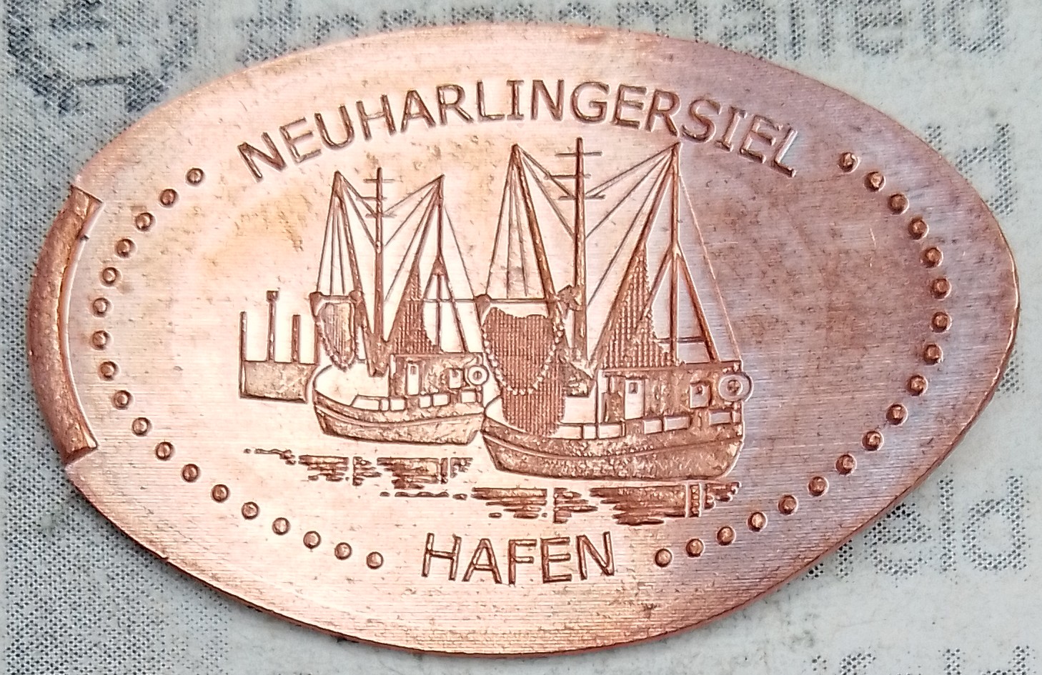 Souvenirmünze Deichzugang beim Rettungsschuppen (Ausstellung) in Neuharlingersiel