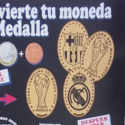 Souvenirmünze – Motiv von Münzautomat Copa del Mundo, Madrid (Calle Mayor, 29, 28013 Madrid)