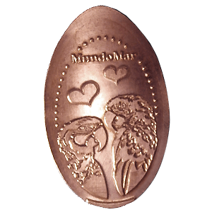 Dos loros y corazones – Geplette munt