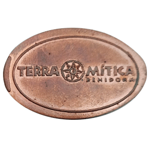 Logo Terra Mítica – Moneda elongada