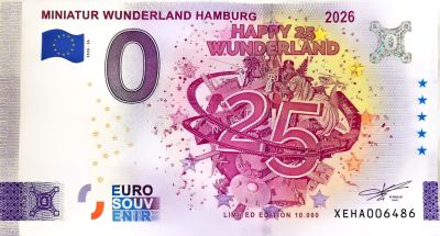 25 Jahre Miniatur Wunderland – 0-eurobiljet