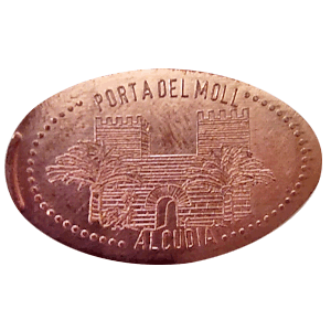 Souvenirmünze – Motiv von Münzautomat Souvenirshop beim Porta del Moll (Alcúdia)