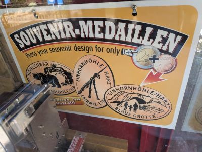 Souvenirmünze – Motiv von Münzautomat Einhornhöhle (Herzberg am Harz)